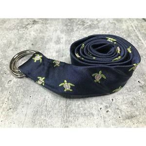 J.Crew ~ 100% Silk Belt~ Blue with Turtles ~ Size S/M ~ NWT